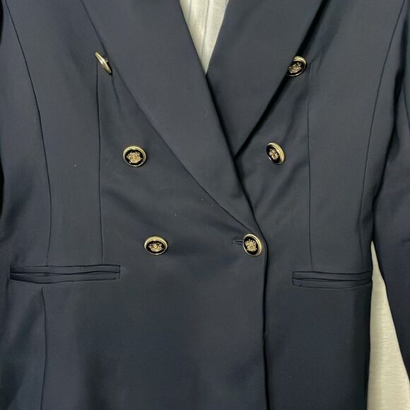 ZARA DOUBLE BREASTED BLAZER NAVY PIQUE BLAZER size S Bloggers Fav - Picture 7 of 13